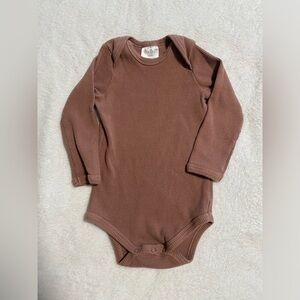 Mebie Baby Ribbed Romper Organic Cotton Long Sleeve Bodysuit
